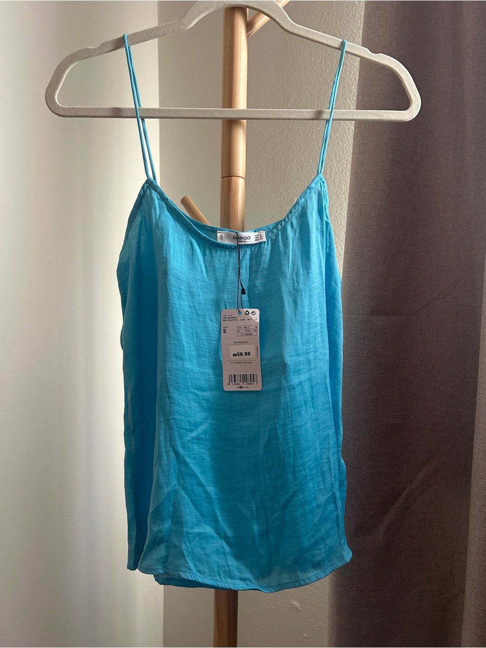 Mango Lightweight Spaghetti Strap Camisole - Aqua Blue